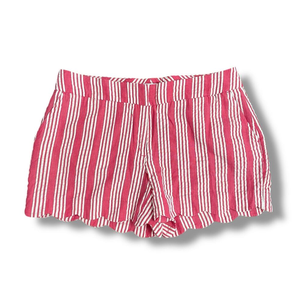 Crown‎ & Ivy Red White Stripe Scallop Hem Shorts Women’s 8